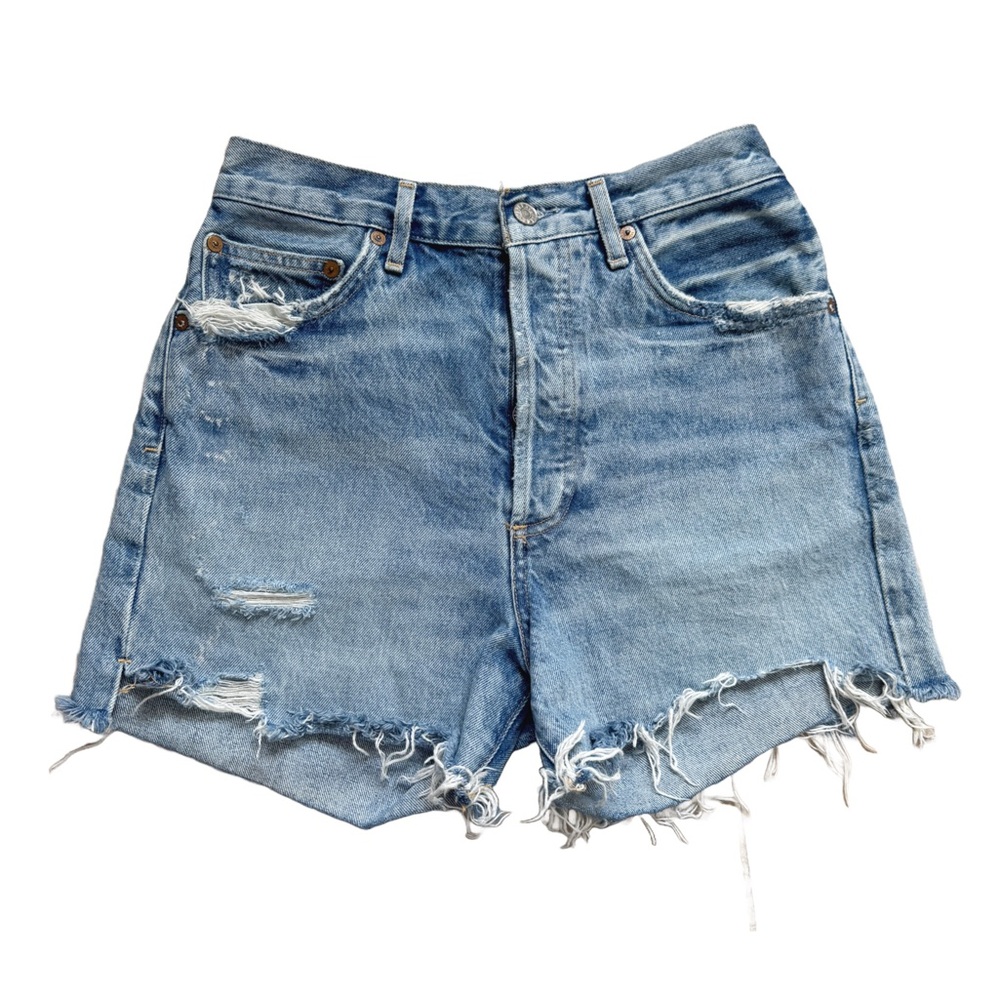 Agolde Dee Blue Distressed Denim Jean Shorts Size 27